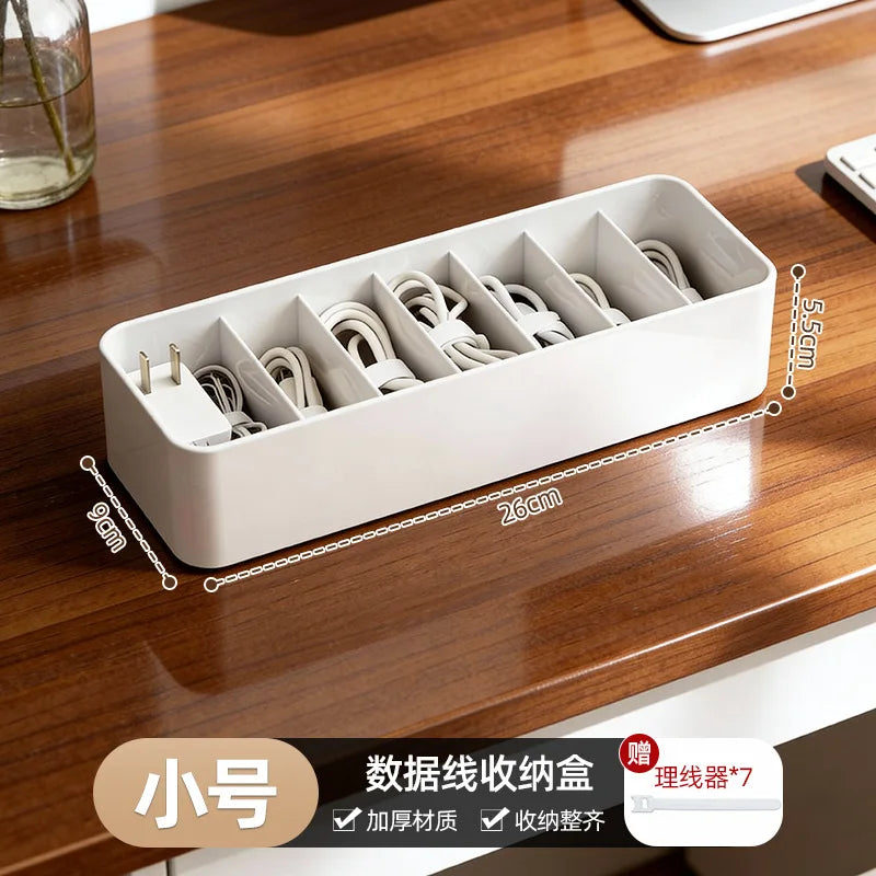Data Cable Management Box Solid Color Transparent Organizer Mobile Phone Headphone Charging Cable Split Storage Portable Made