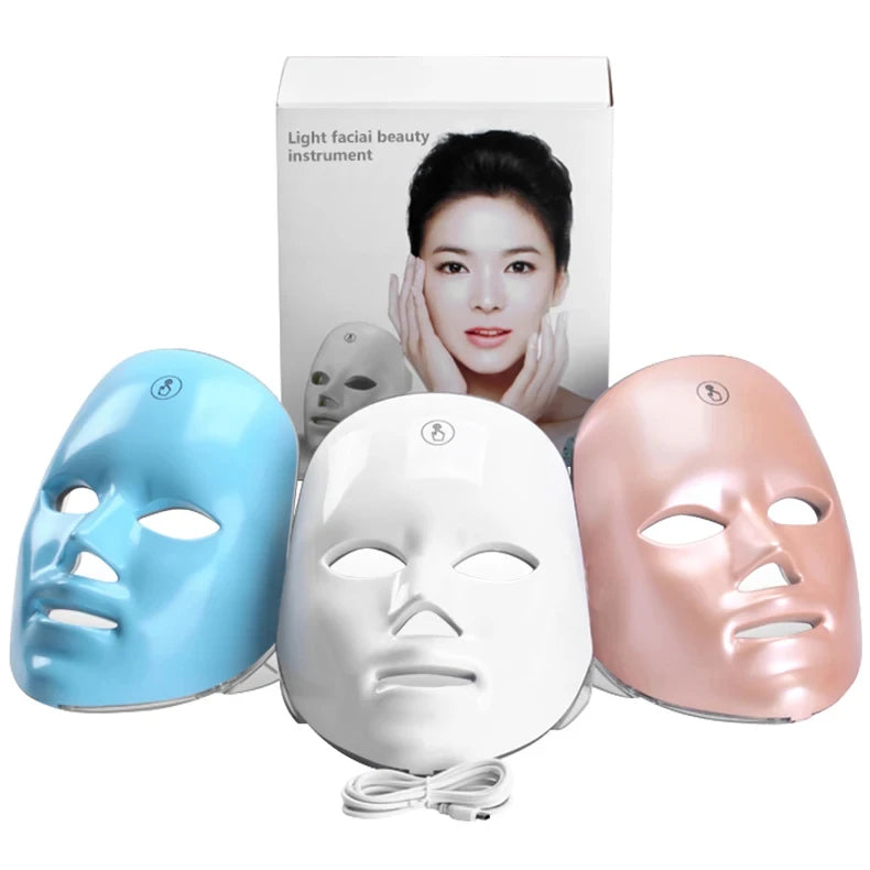 7 Color LED Mask Tender Skin LED Mask Light Therapy Facial Treatment Beauty Anti-acne Whitening Anti-wrinkle Mask