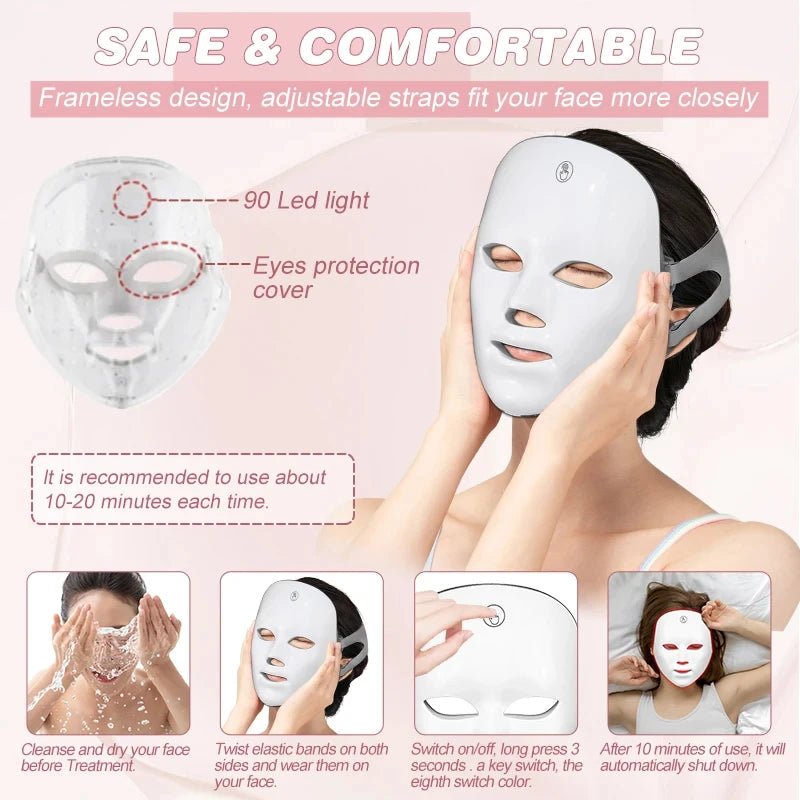 7 Color LED Mask Tender Skin LED Mask Light Therapy Facial Treatment Beauty Anti-acne Whitening Anti-wrinkle Mask