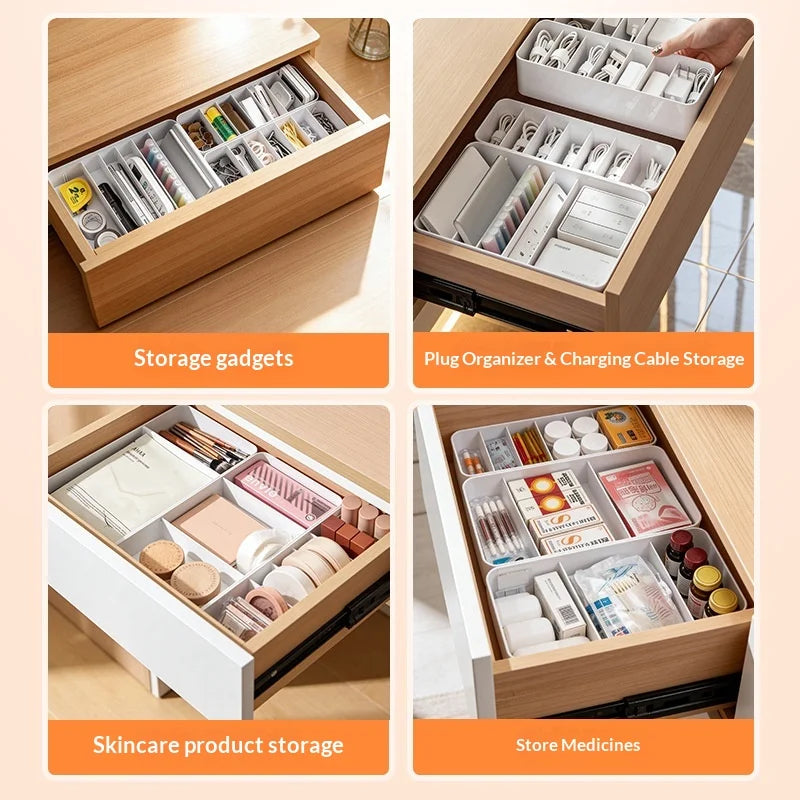 Data Cable Management Box Solid Color Transparent Organizer Mobile Phone Headphone Charging Cable Split Storage Portable Made