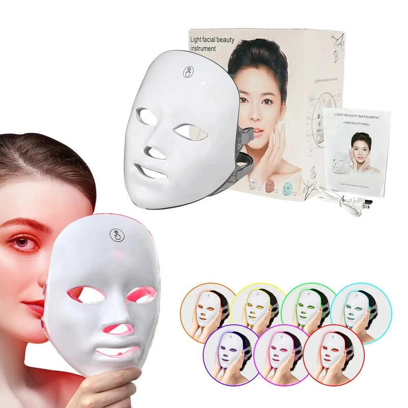 7 Color LED Mask Tender Skin LED Mask Light Therapy Facial Treatment Beauty Anti-acne Whitening Anti-wrinkle Mask