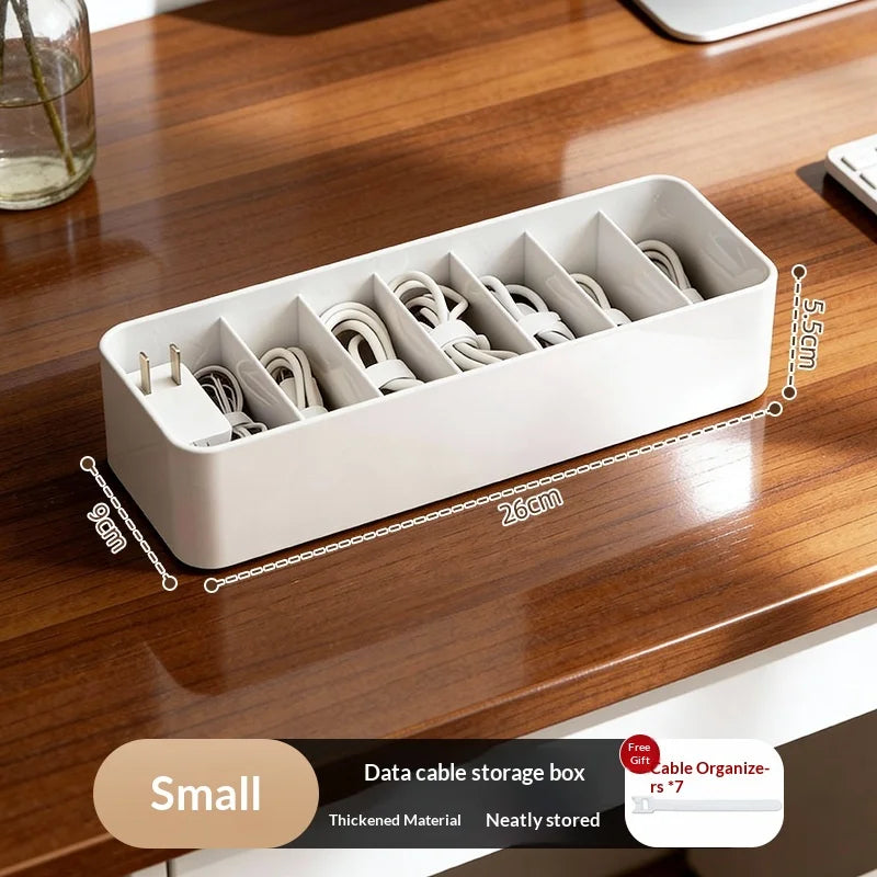 Data Cable Management Box Solid Color Transparent Organizer Mobile Phone Headphone Charging Cable Split Storage Portable Made