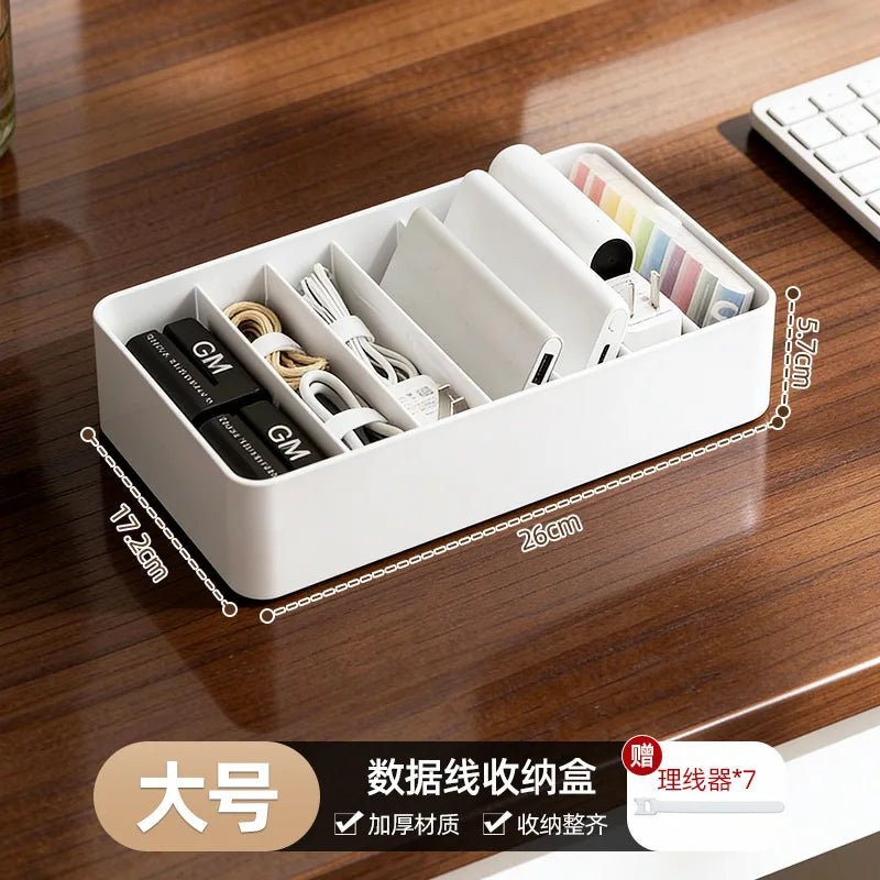 Data Cable Management Box Solid Color Transparent Organizer Mobile Phone Headphone Charging Cable Split Storage Portable Made