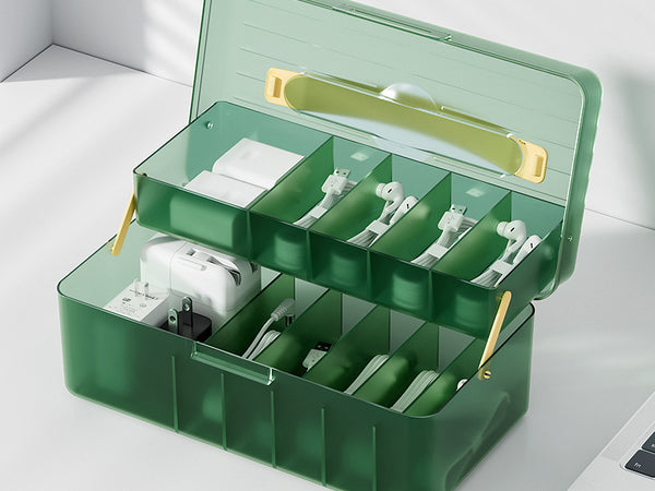 Desktop Data Cable Dust-Proof Compartment Storage Artifact Mobile Phone Charger Charging Cable Headphone Cable Organizer Compartment Box