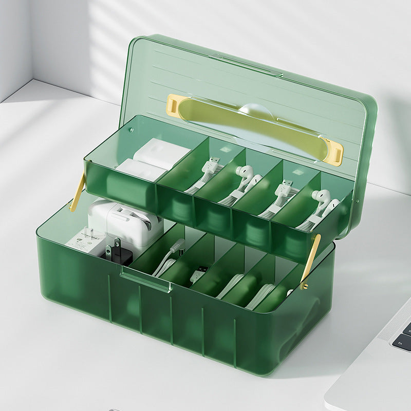 Desktop Data Cable Dust-Proof Compartment Storage Artifact Mobile Phone Charger Charging Cable Headphone Cable Organizer Compartment Box