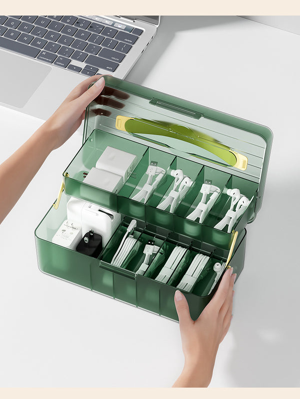 Desktop Data Cable Dust-Proof Compartment Storage Artifact Mobile Phone Charger Charging Cable Headphone Cable Organizer Compartment Box