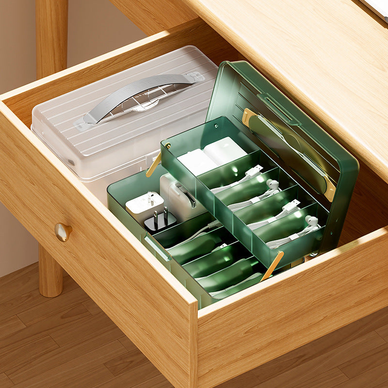 Desktop Data Cable Dust-Proof Compartment Storage Artifact Mobile Phone Charger Charging Cable Headphone Cable Organizer Compartment Box