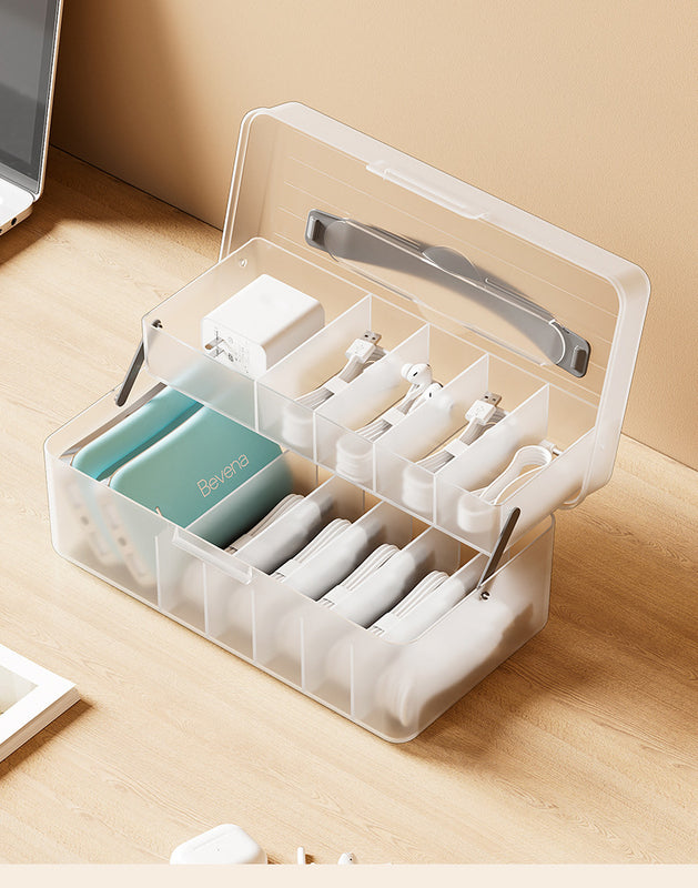 Desktop Data Cable Dust-Proof Compartment Storage Artifact Mobile Phone Charger Charging Cable Headphone Cable Organizer Compartment Box