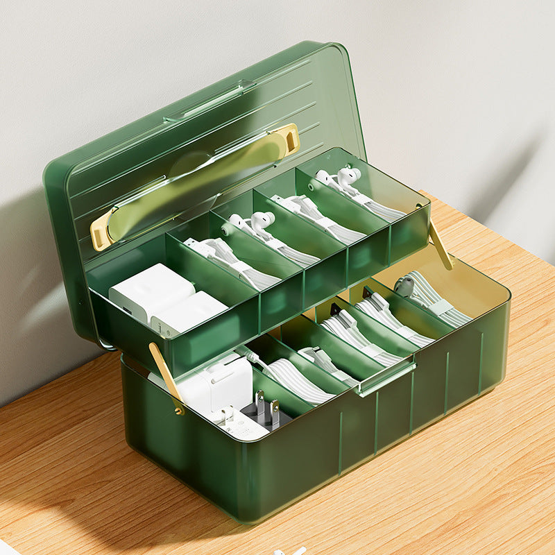 Desktop Data Cable Dust-Proof Compartment Storage Artifact Mobile Phone Charger Charging Cable Headphone Cable Organizer Compartment Box