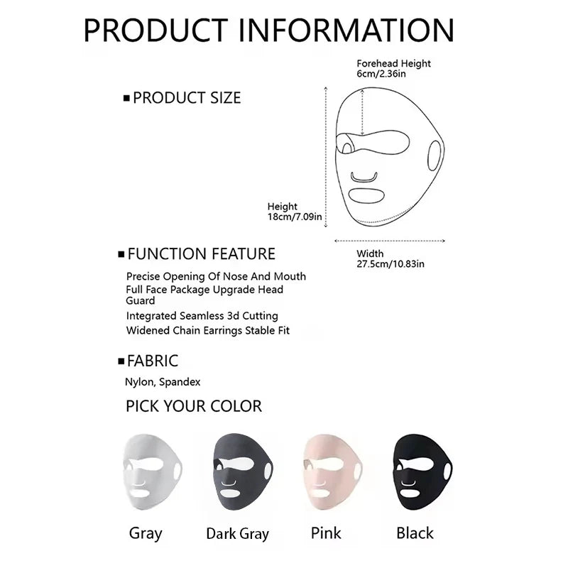 Full Face Sunscreen Facial Mask In Summer Light Breathable Ice Silk Face Protection Gini Ear Mounted Cycling Sports Facial Mask