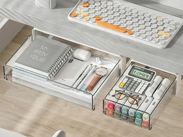 Drawer Storage Box Under Table Hidden Self-Adhesive Drawer Type Storage Cabinet Office Desk Cosmetics Stationery Storage Rack