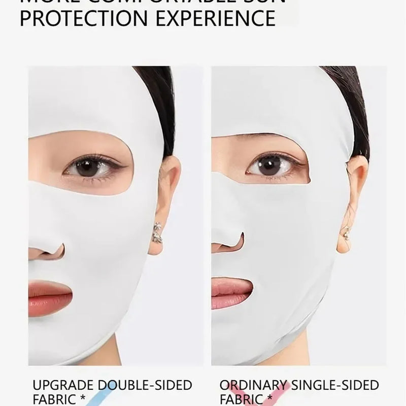 Full Face Sunscreen Facial Mask In Summer Light Breathable Ice Silk Face Protection Gini Ear Mounted Cycling Sports Facial Mask