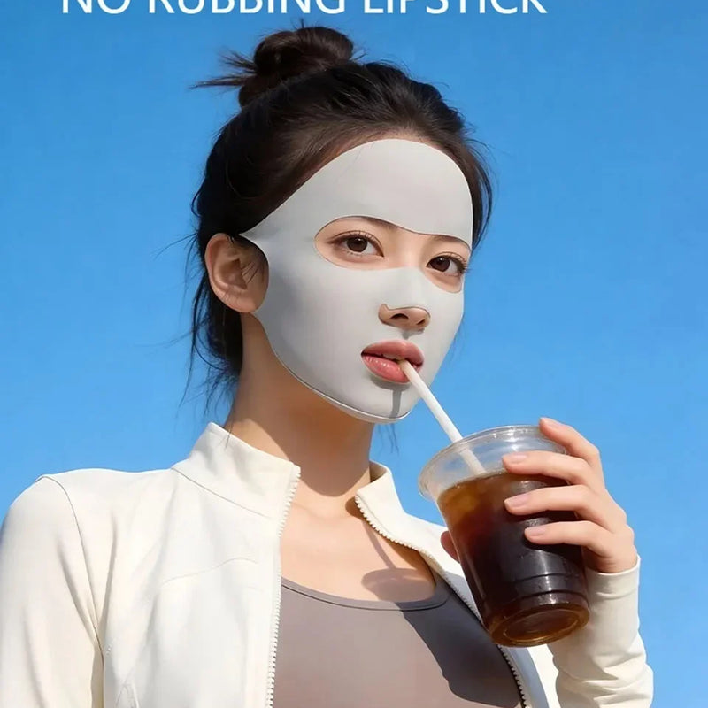 Full Face Sunscreen Facial Mask In Summer Light Breathable Ice Silk Face Protection Gini Ear Mounted Cycling Sports Facial Mask