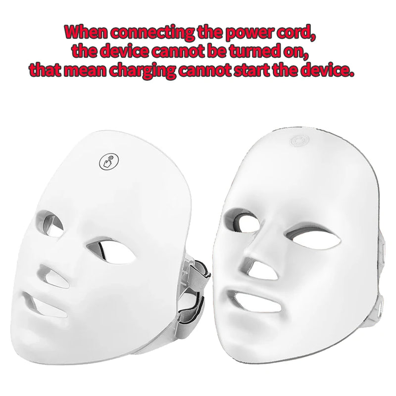 Wireless 7 Colors LED Face Beauty Machine Photon Facial Neck Skin Tighten Rejuvenation Facial Neck Mask