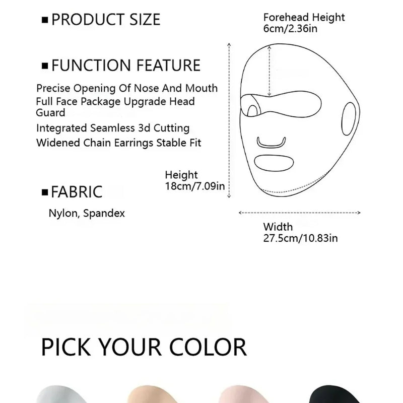 Full Face Sunscreen Facial Mask In Summer Light Breathable Ice Silk Face Protection Gini Ear Mounted Cycling Sports Facial Mask
