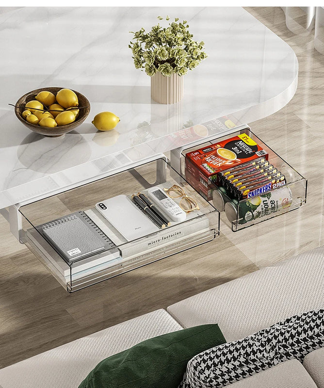 Office Under Table Storage Drawer Punch Free Plastic Transparent Storage Drawer Large Capacity Wardrobe Underwear Organizer