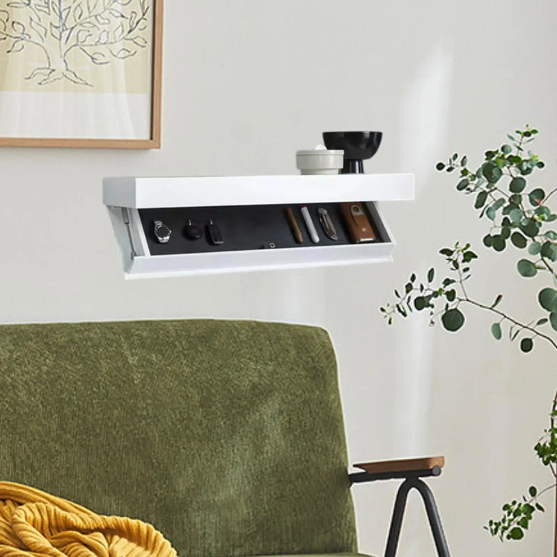 Floating Shelf with Hidden Compartment Wall Mount Drawer for Living Room Wood Concealment Shelf Wall Mounted Cabinet Rack