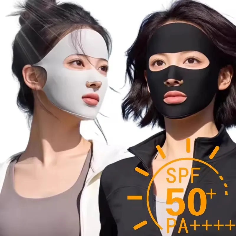 Full Face Sunscreen Facial Mask In Summer Light Breathable Ice Silk Face Protection Gini Ear Mounted Cycling Sports Facial Mask