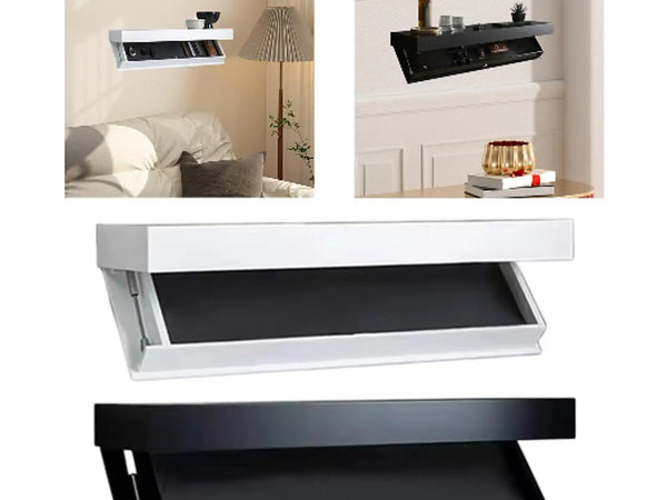 Floating Shelf with Hidden Compartment Wall Mount Drawer for Living Room Wood Concealment Shelf Wall Mounted Cabinet Rack