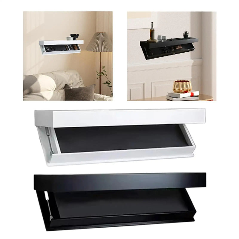Floating Shelf with Hidden Compartment Wall Mount Drawer for Living Room Wood Concealment Shelf Wall Mounted Cabinet Rack