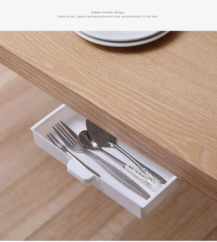 Invisible Security Drawer Horizontal Large Size Stationery Box under Table Storage Cabinet Compact Desktop Organizer