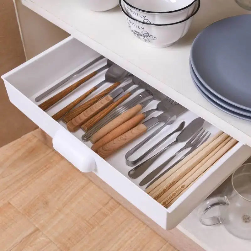 Invisible Security Drawer Horizontal Large Size Stationery Box under Table Storage Cabinet Compact Desktop Organizer
