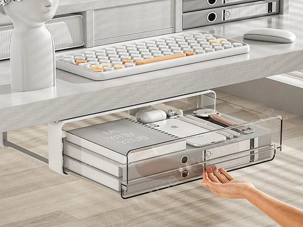 Drawer Storage Box Under Table Hidden Self-Adhesive Drawer Type Storage Cabinet Office Desk Cosmetics Stationery Storage Rack
