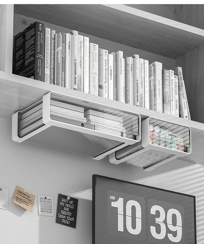Office Under Table Storage Drawer Punch Free Plastic Transparent Storage Drawer Large Capacity Wardrobe Underwear Organizer
