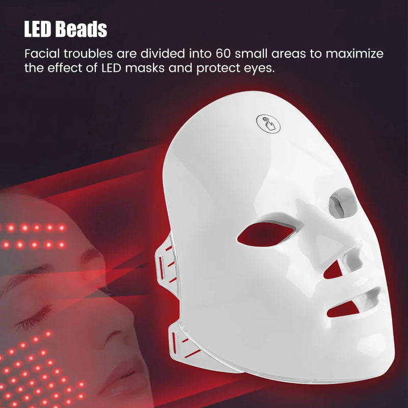 Rechargeable Facial LED Mask 7 Colors LED Photon Therapy Beauty Mask Skin Rejuvenation Home Face Lifting Whitening Beauty Device